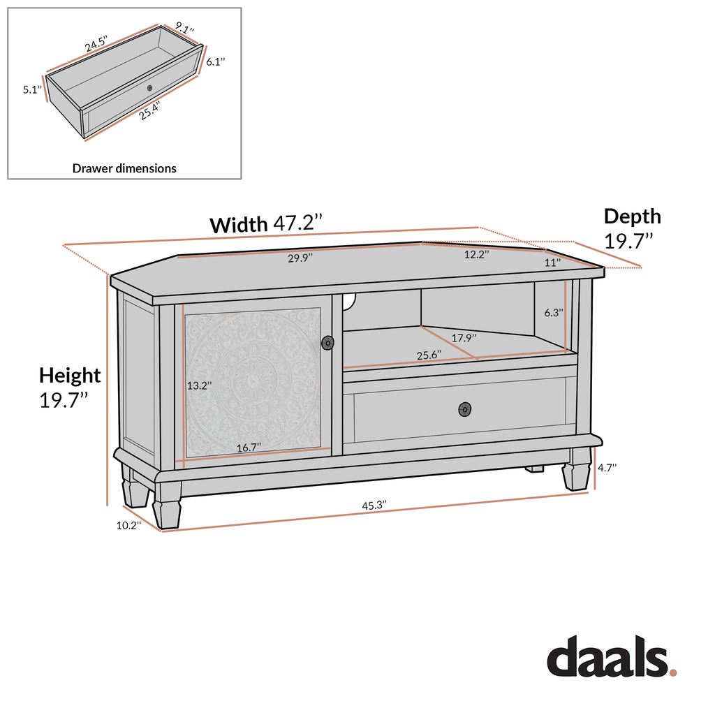 Chantilly Mid Gray Corner TV Stand