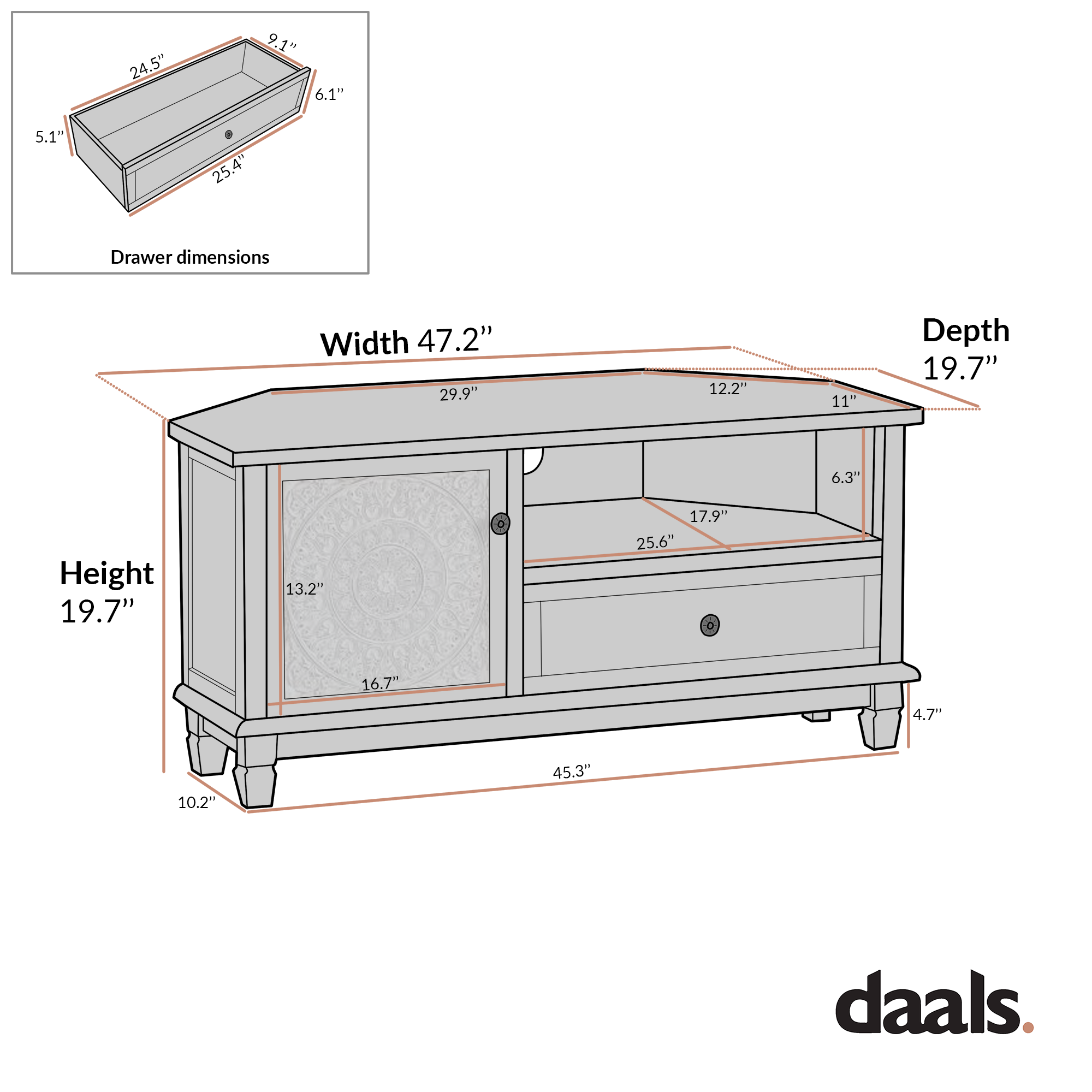 Chantilly Mid Gray Corner TV Stand
