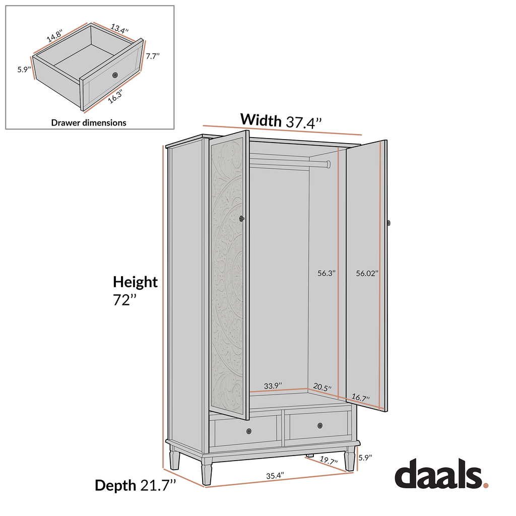 Chantilly Mid Gray Carved Double Closet