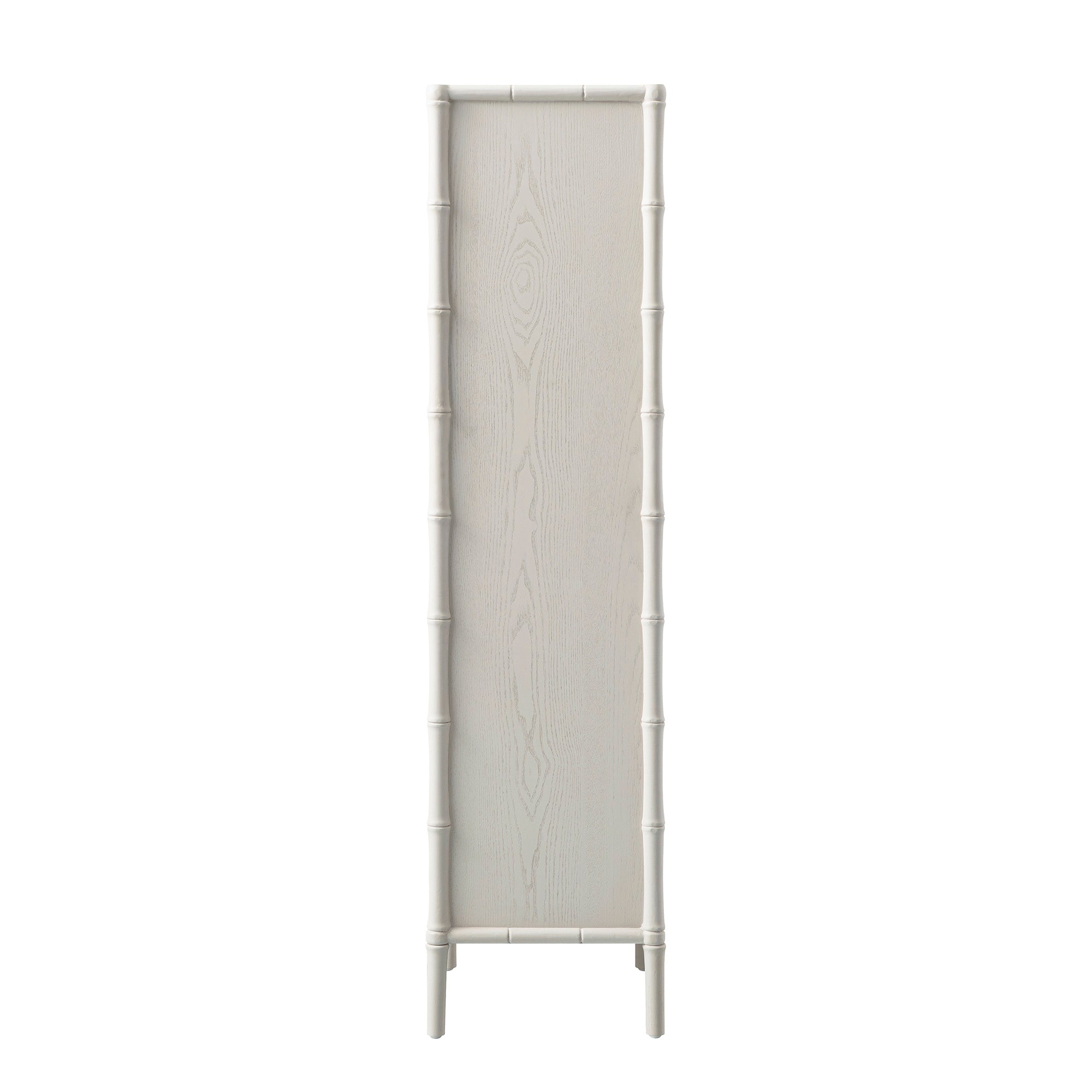 Elstowe Faux Bamboo and Fluted Glass 1-Door Cabinet, Shaded White