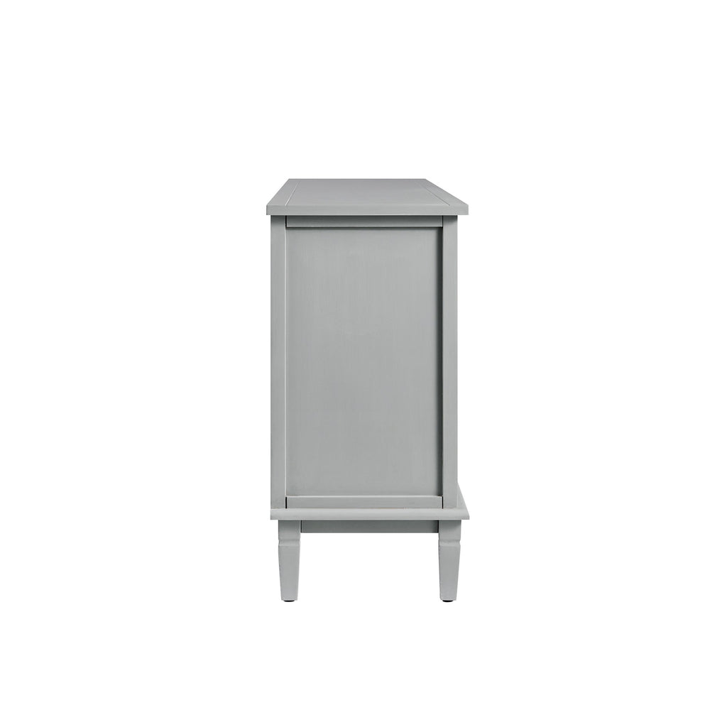 Chantilly Mid Gray Carved Wide 6 Drawer Dresser