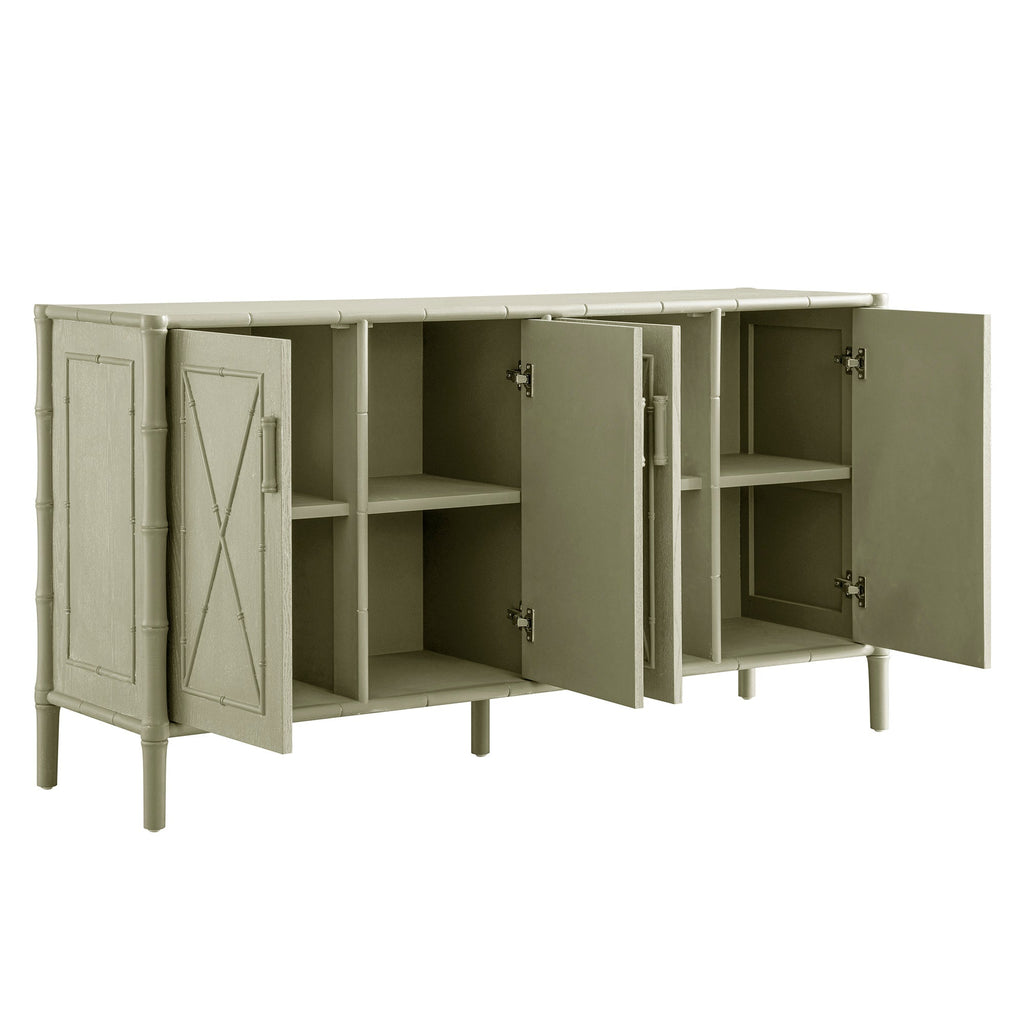 Elstowe Faux Bamboo Large Sideboard, Sage Green
