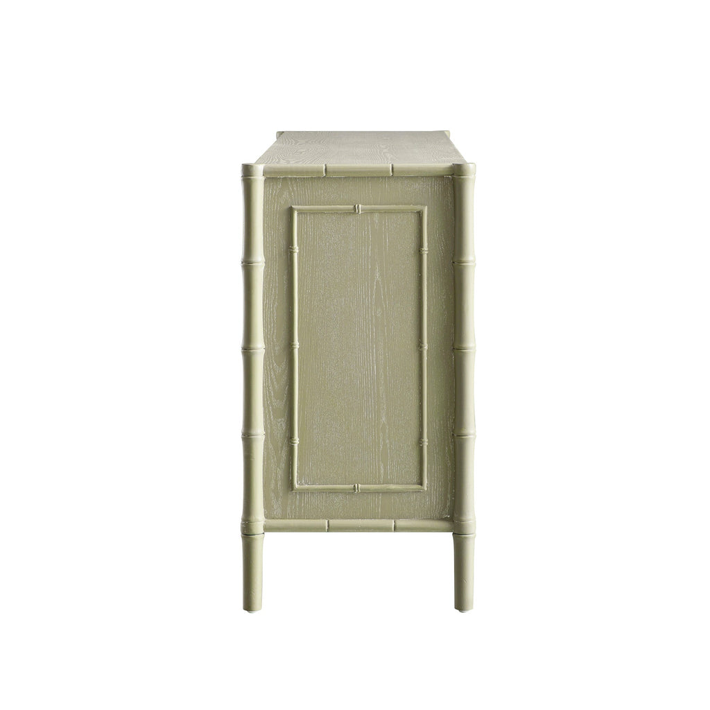 Elstowe Faux Bamboo Large Sideboard, Sage Green