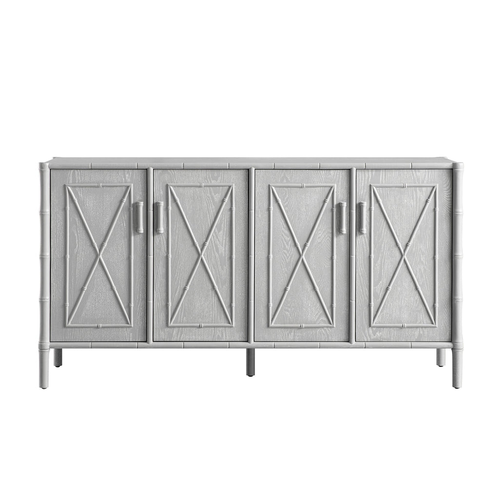 Elstowe Faux Bamboo Large Sideboard, Warm Gray