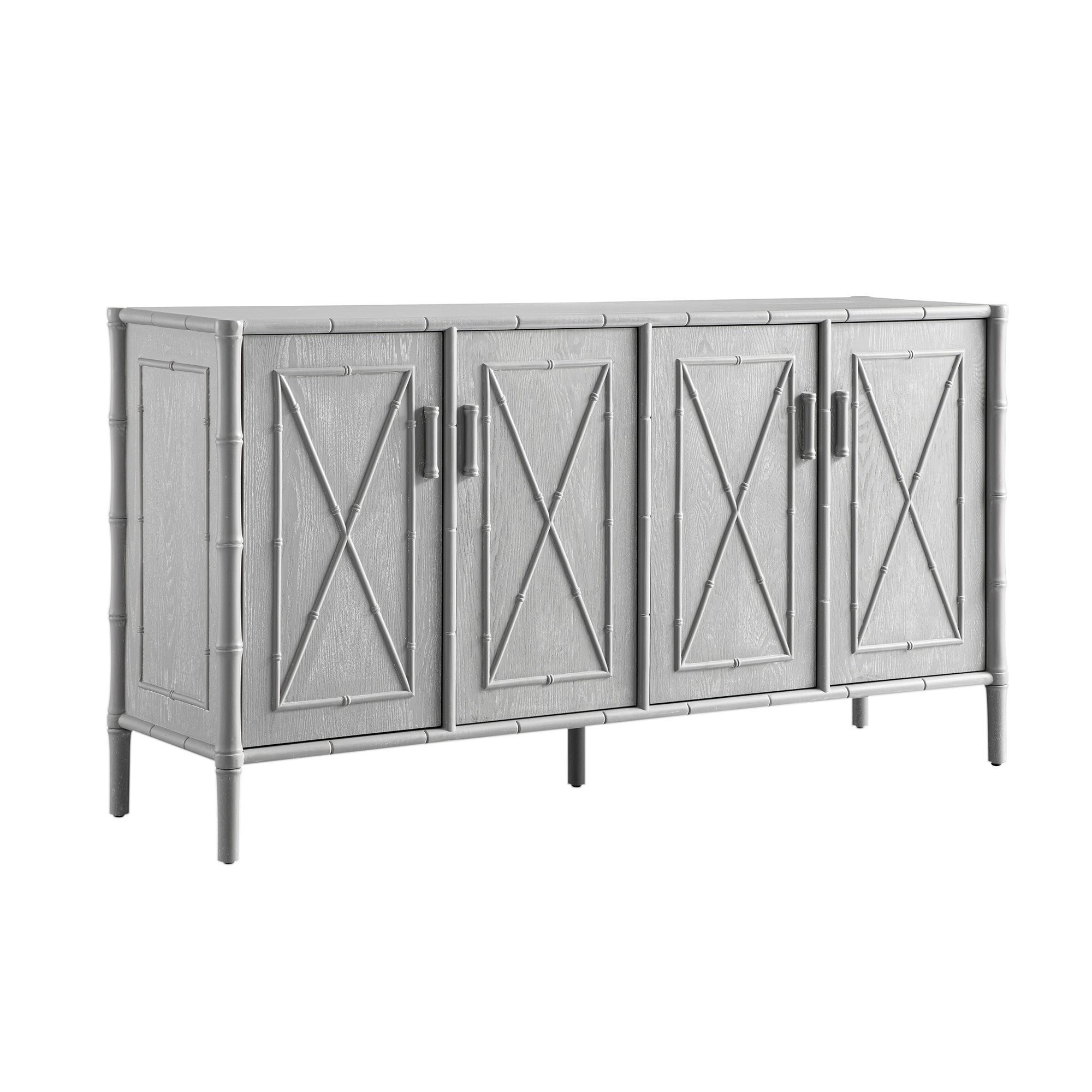 Elstowe Faux Bamboo Large Sideboard, Warm Gray