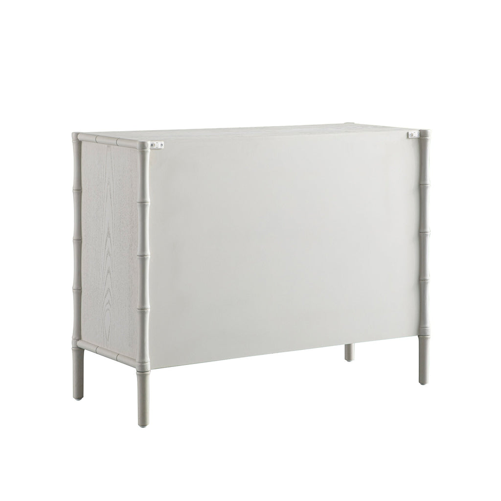 Elstowe Faux Bamboo 1-Door 3-Drawer Sideboard, Shaded White