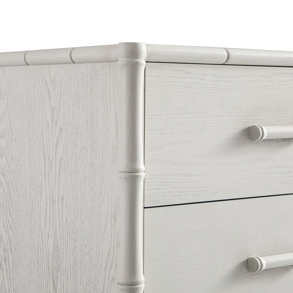 Elstowe Faux Bamboo 1-Door 3-Drawer Sideboard, Shaded White