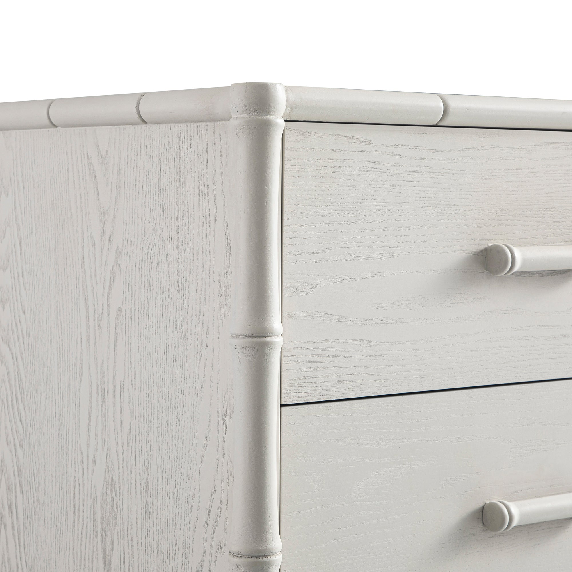 Elstowe Faux Bamboo 1-Door 3-Drawer Sideboard, Shaded White