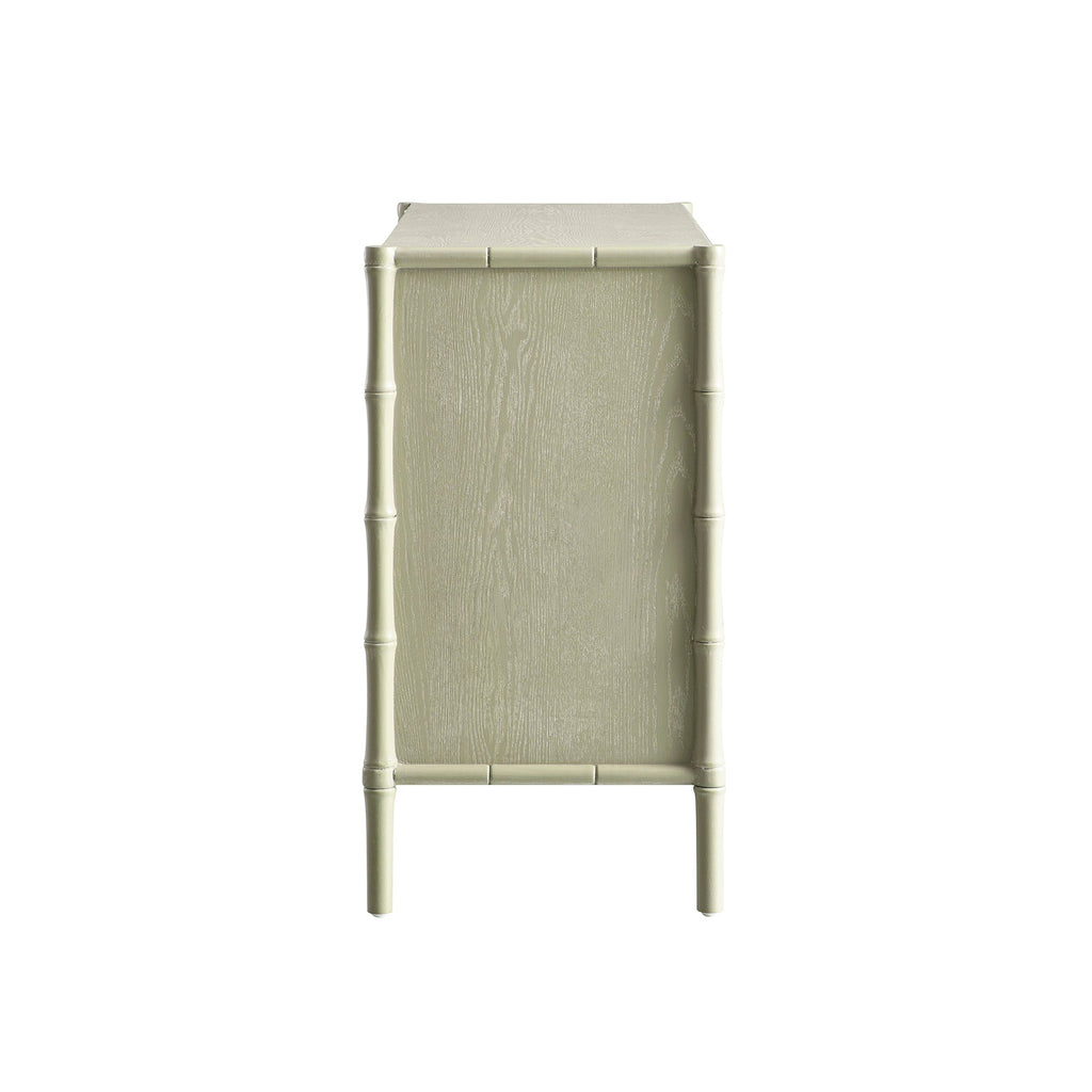 Elstowe Faux Bamboo 1-Door 3-Drawer Sideboard, Sage Green