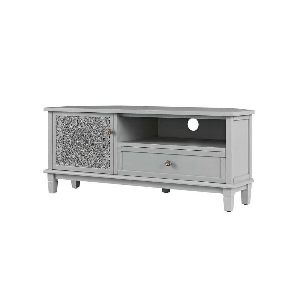 Chantilly Mid Gray Corner TV Stand