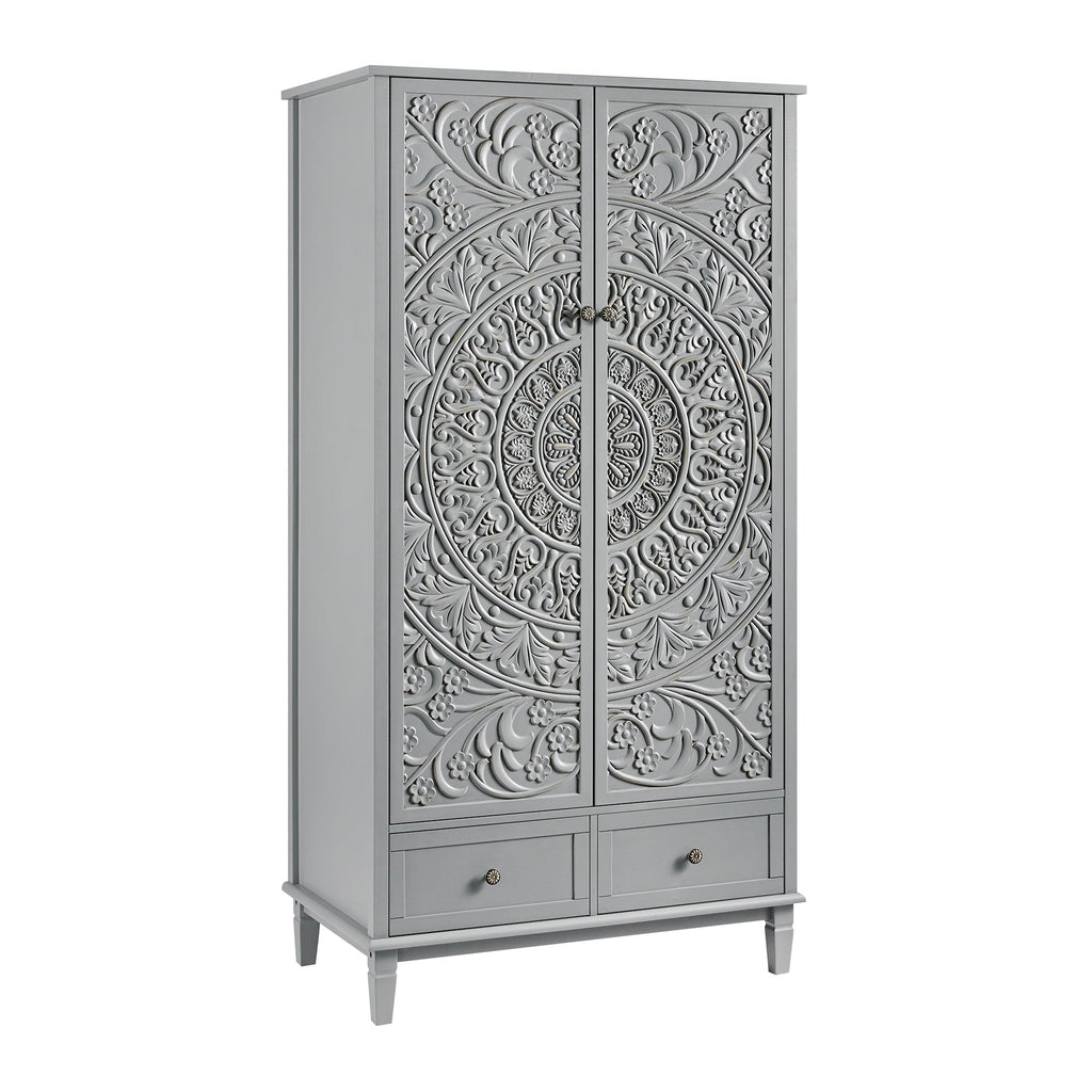 Chantilly Mid Gray Carved Double Closet