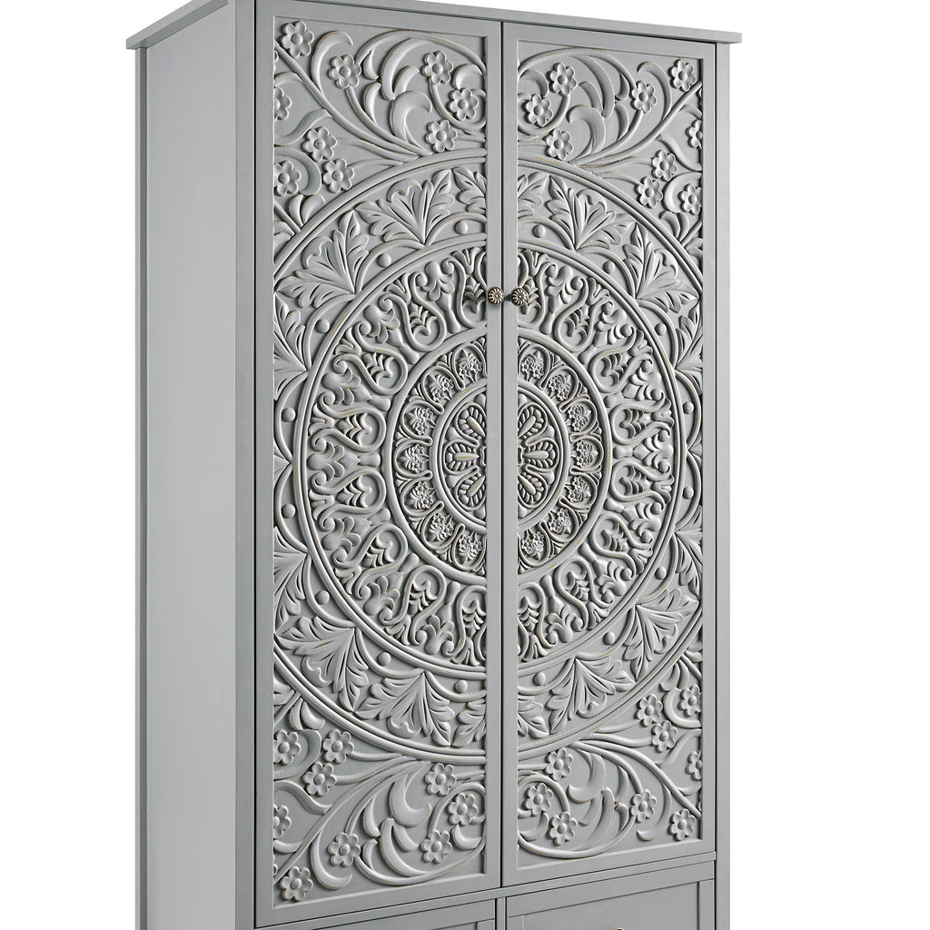 Chantilly Mid Gray Carved Double Closet