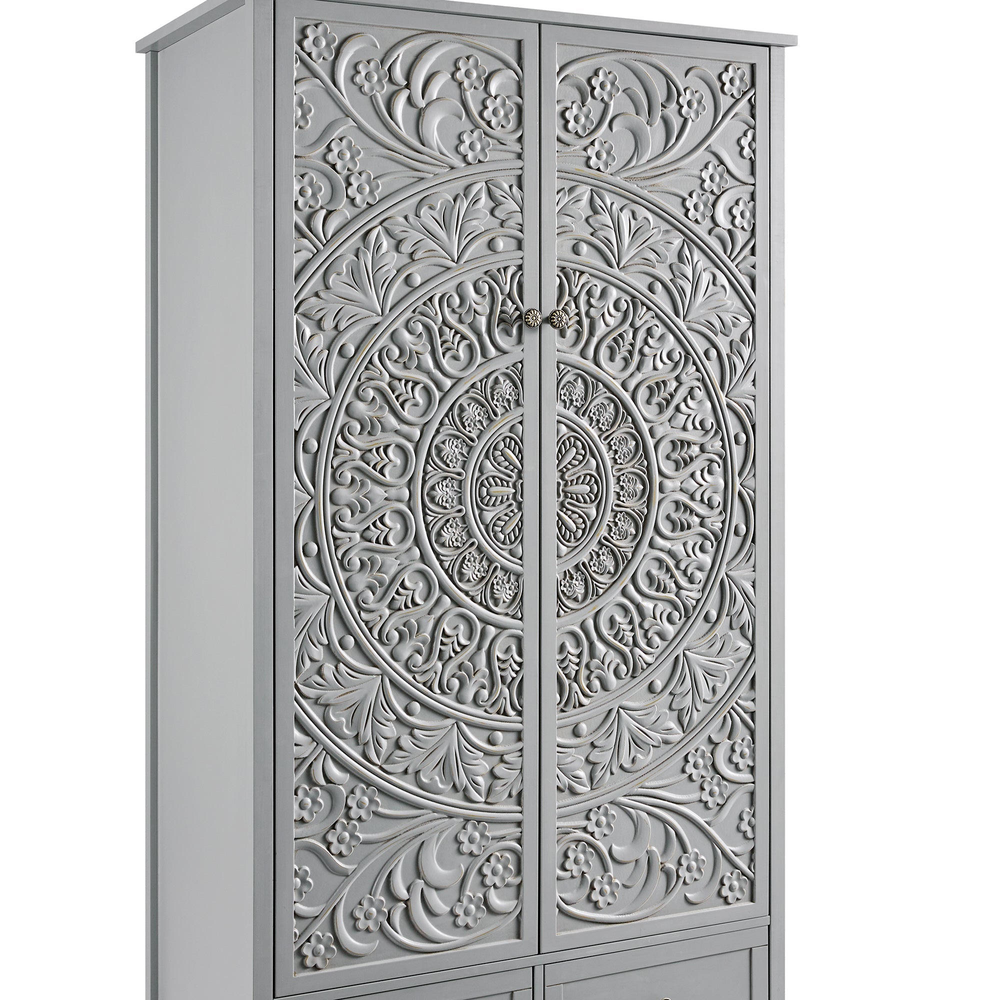 Chantilly Mid Gray Carved Double Closet