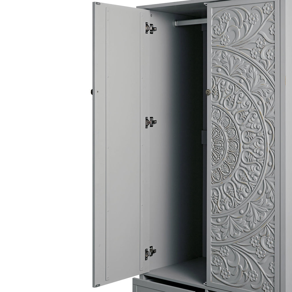 Chantilly Mid Gray Carved Double Closet