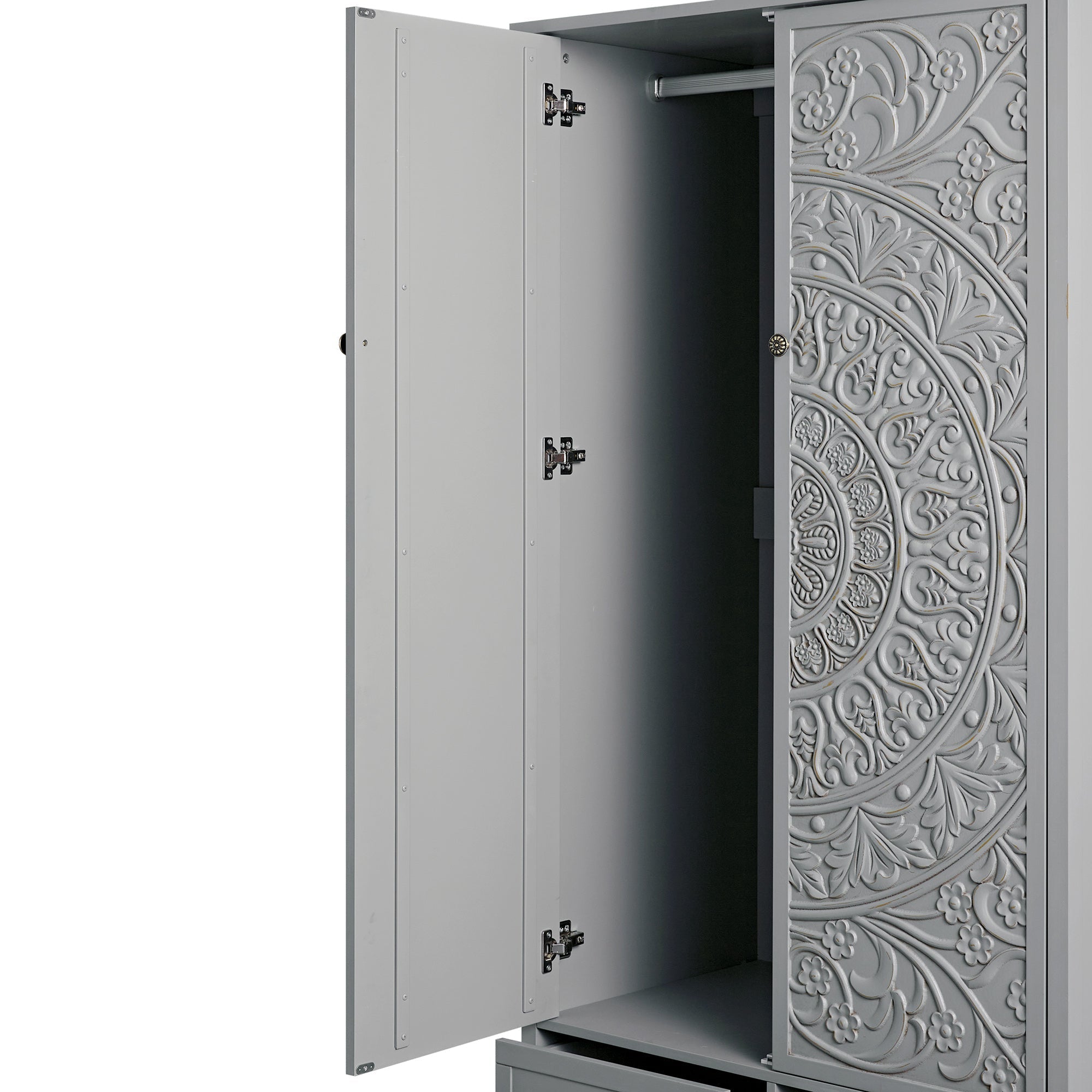 Chantilly Mid Gray Carved Double Closet