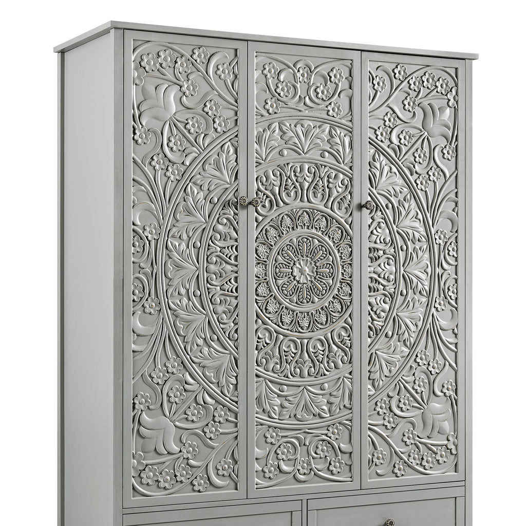 Chantilly Mid Gray Carved Triple Closet