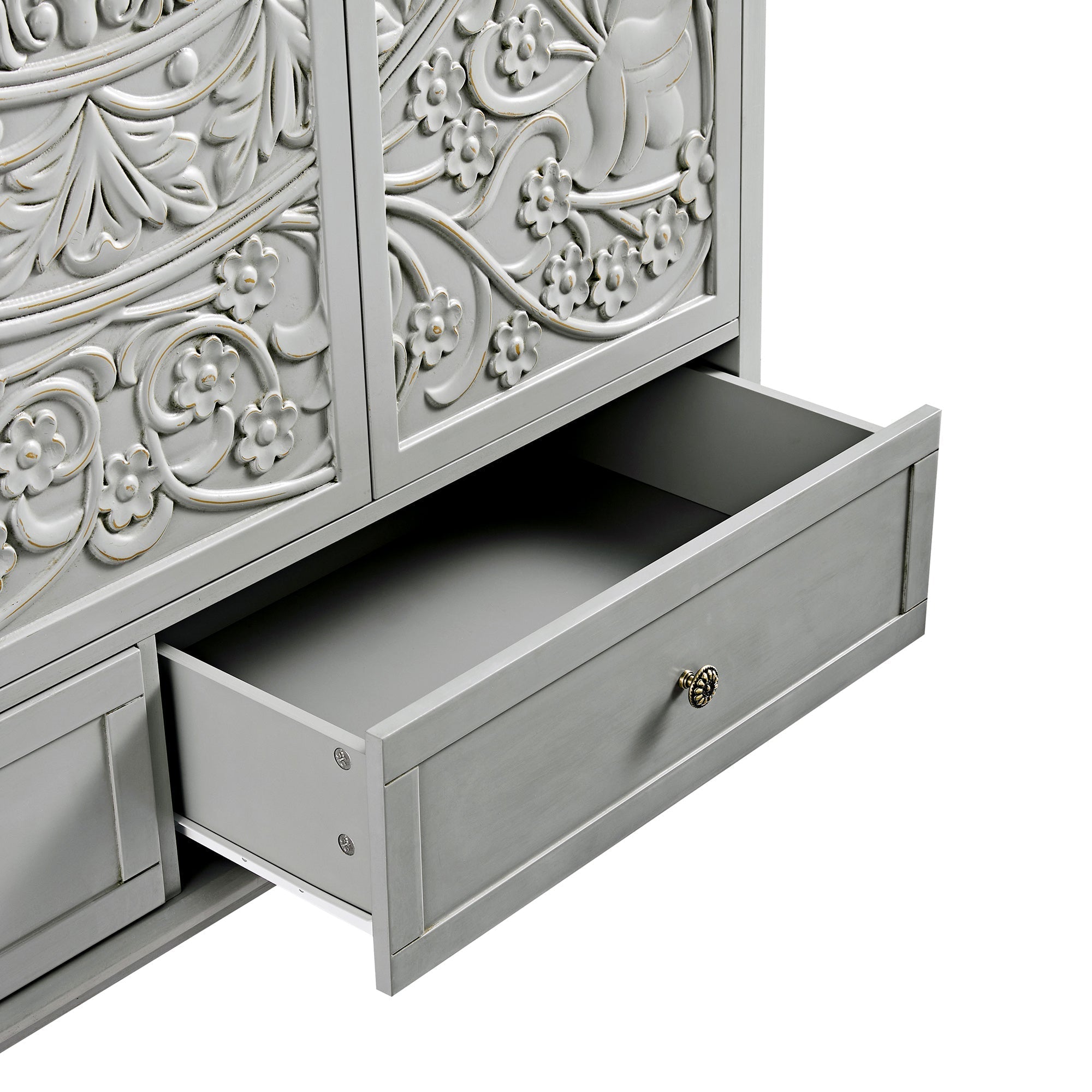Chantilly Mid Gray Carved Triple Closet