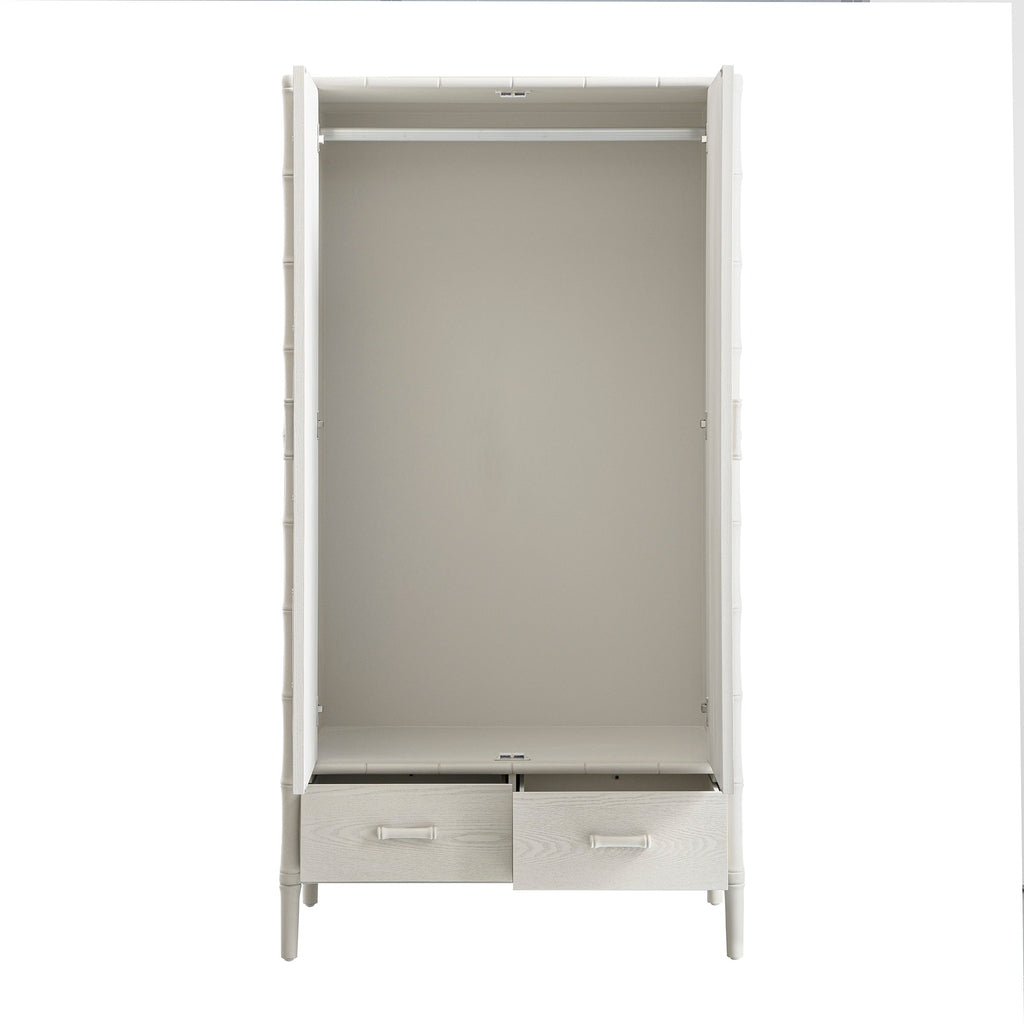 Elstowe Faux Bamboo Double Closet, Shaded White