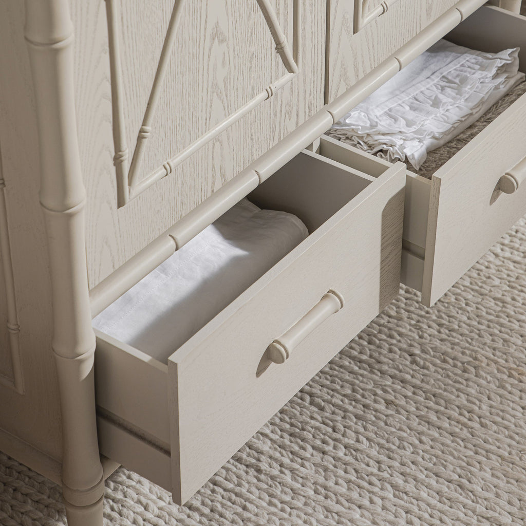 Elstowe Faux Bamboo Double Closet, Shaded White