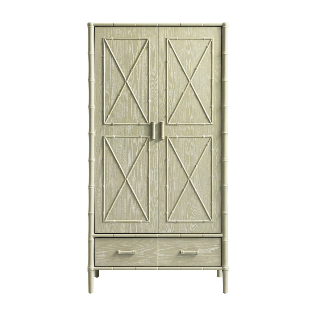 Elstowe Faux Bamboo Double Closet, Sage Green