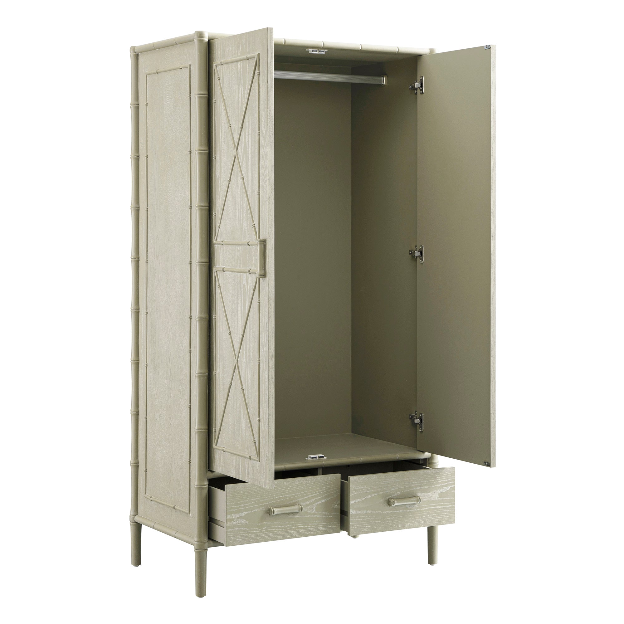 Elstowe Faux Bamboo Double Closet, Sage Green