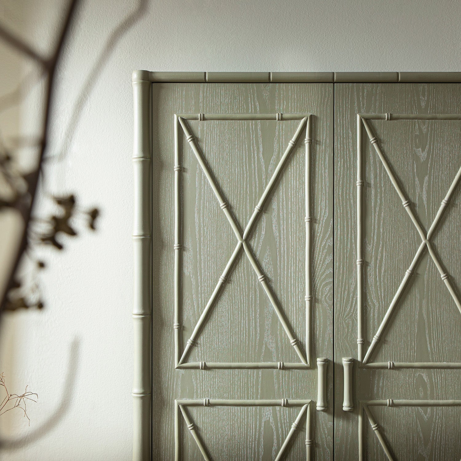 Elstowe Faux Bamboo Double Closet, Sage Green