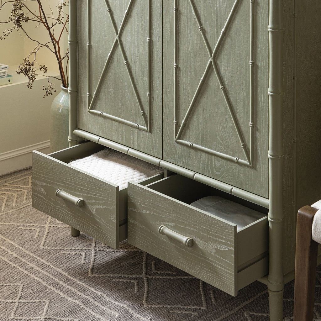 Elstowe Faux Bamboo Double Closet, Sage Green