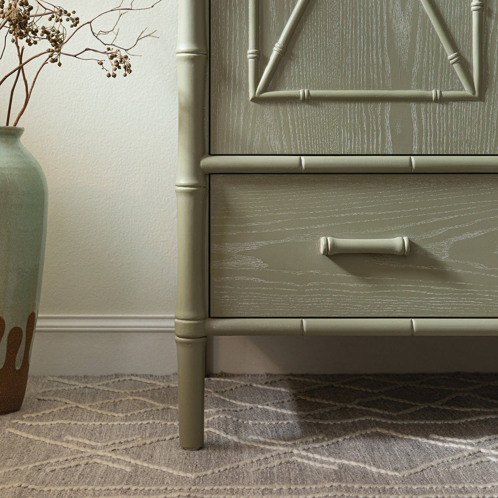 Elstowe Faux Bamboo Double Closet, Sage Green