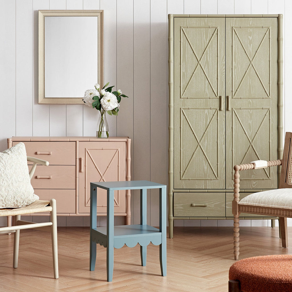 Elstowe Faux Bamboo Double Closet, Sage Green