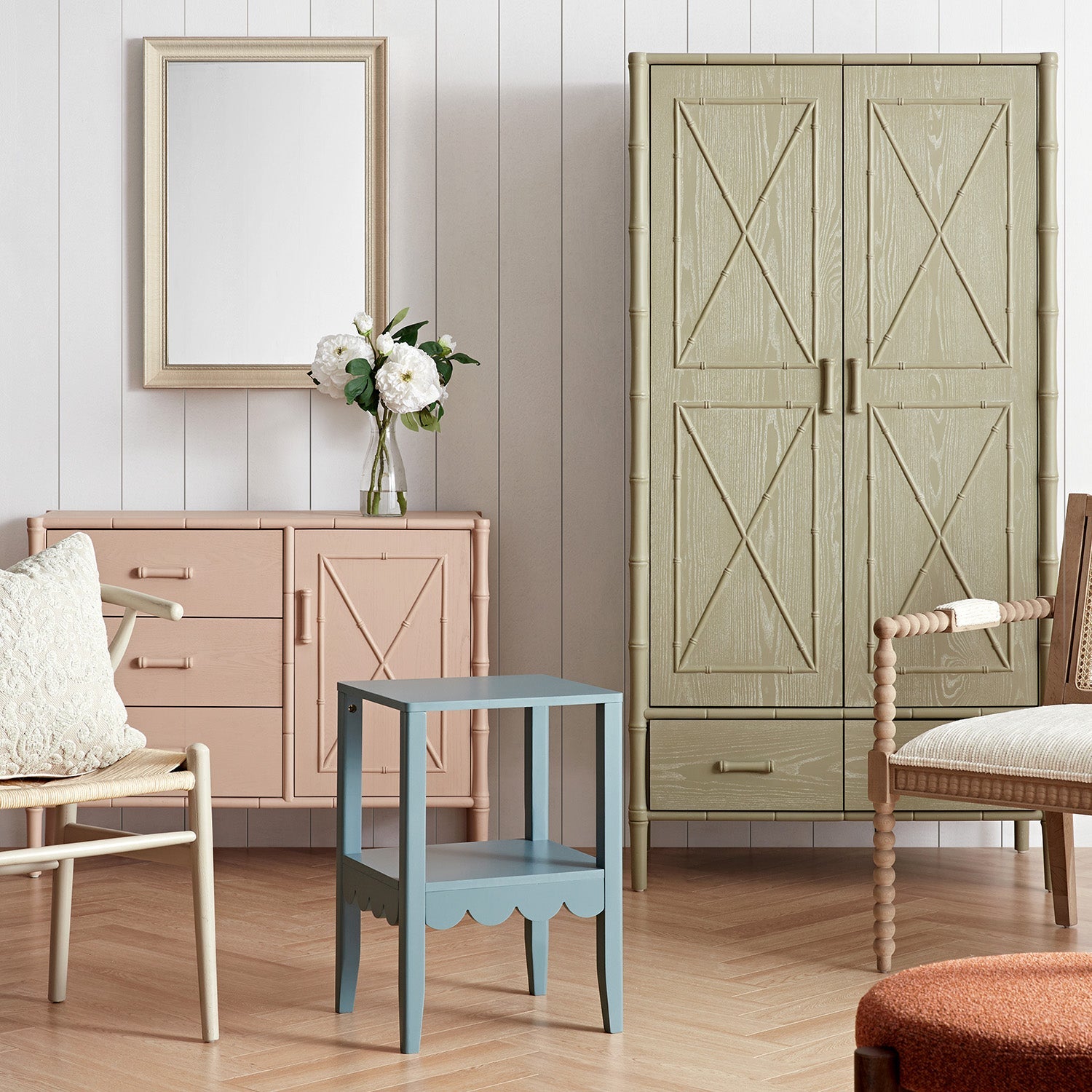 Elstowe Faux Bamboo Double Closet, Sage Green