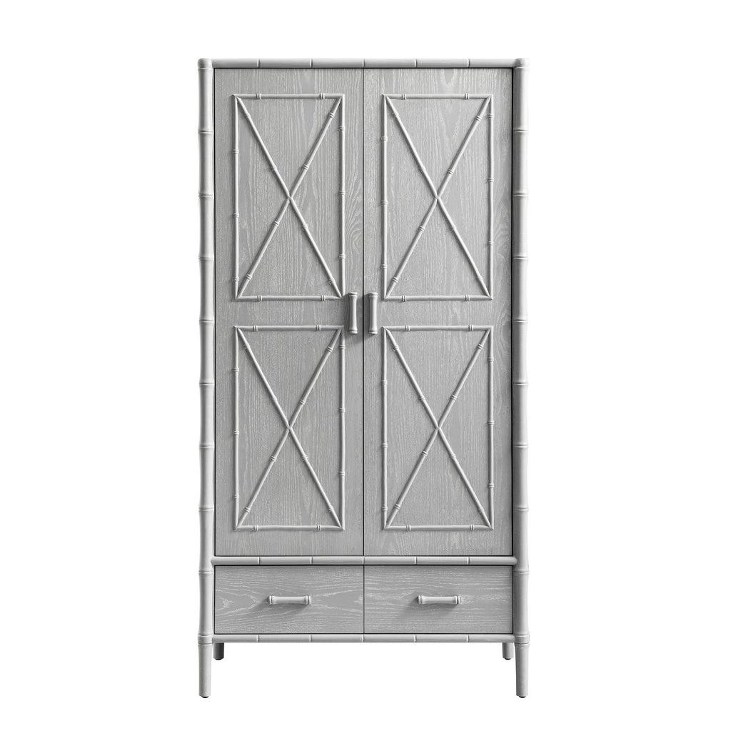 Elstowe Faux Bamboo Double Closet, Warm Gray