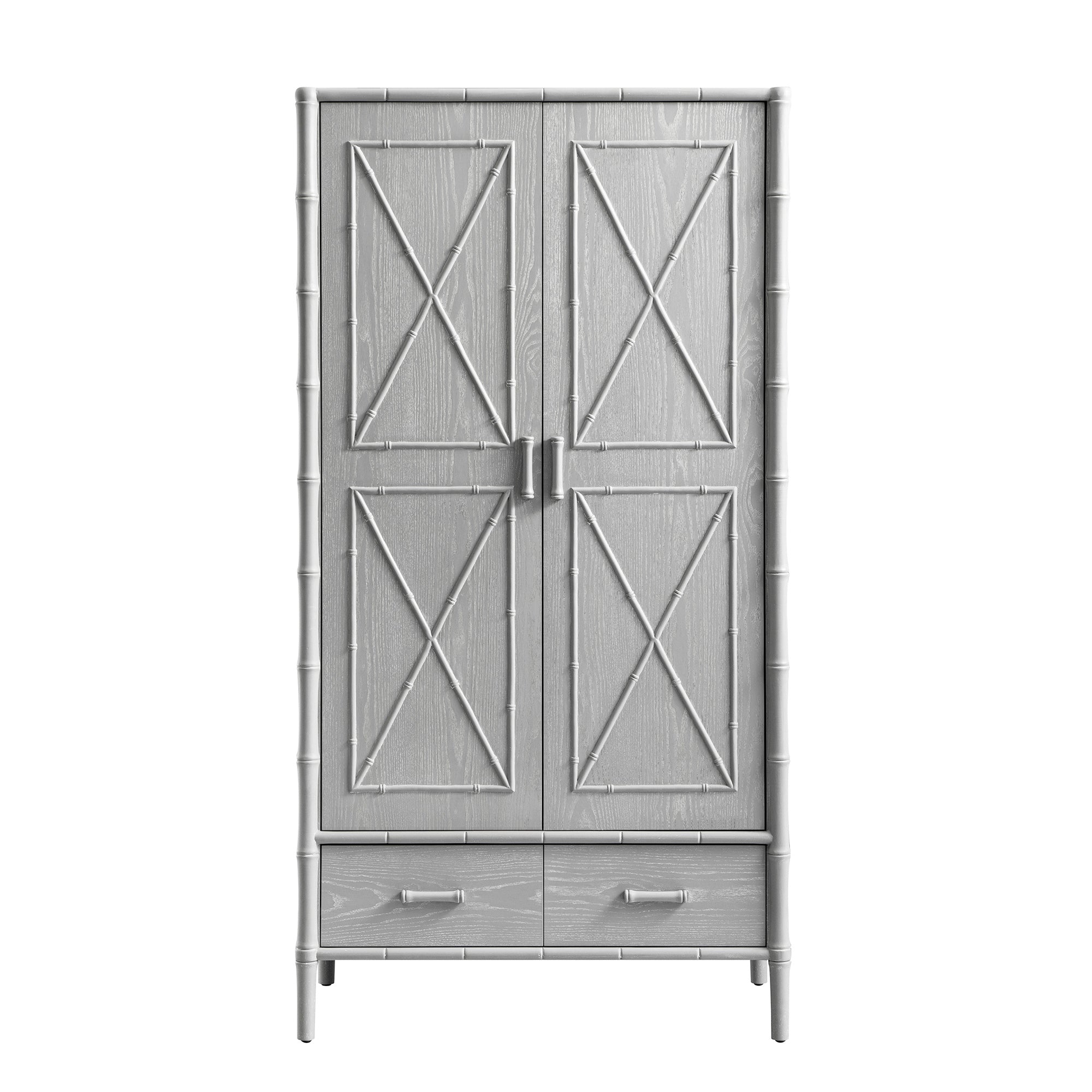Elstowe Faux Bamboo Double Closet, Warm Gray