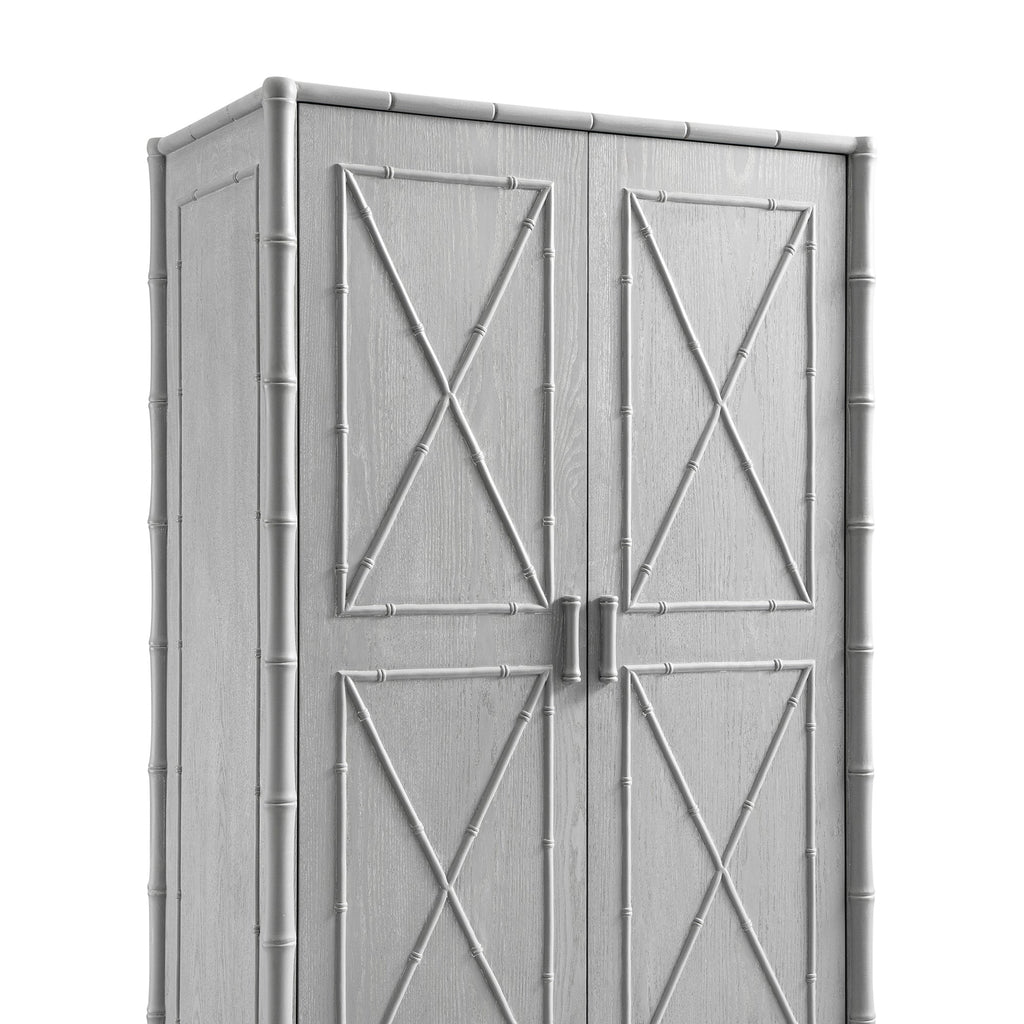 Elstowe Faux Bamboo Double Closet, Warm Gray