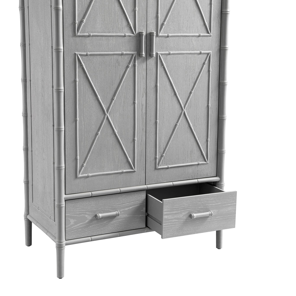 Elstowe Faux Bamboo Double Closet, Warm Gray