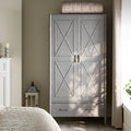 Elstowe Faux Bamboo Double Closet, Warm Gray