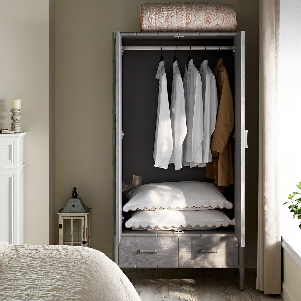 Elstowe Faux Bamboo Double Closet, Warm Gray