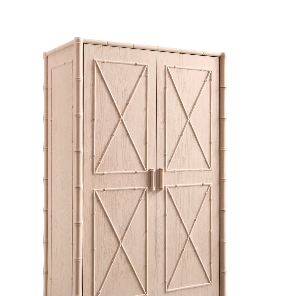 Elstowe Faux Bamboo Double Closet, Nude Pink