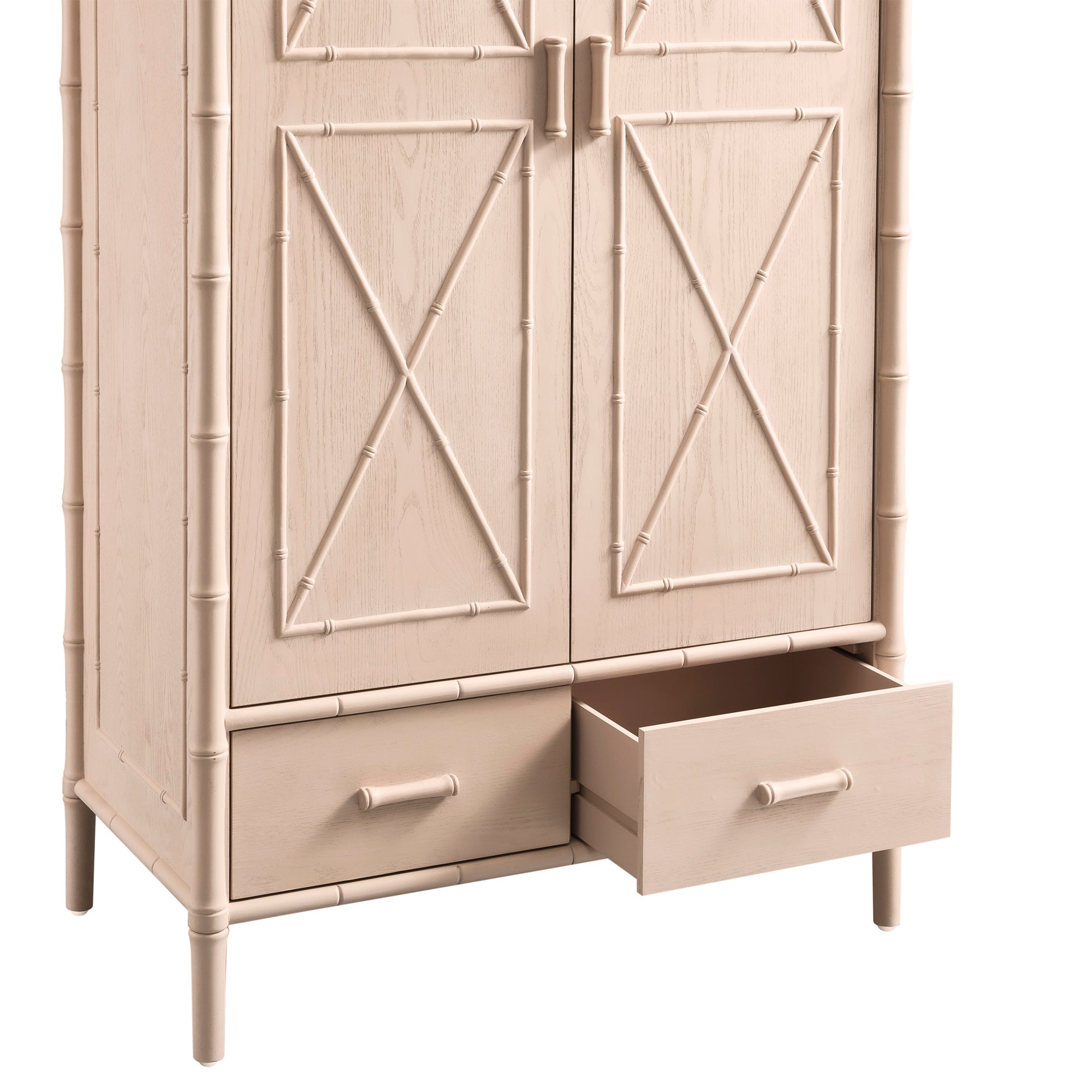 Elstowe Faux Bamboo Double Closet, Nude Pink