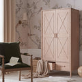 Elstowe Faux Bamboo Double Closet, Nude Pink