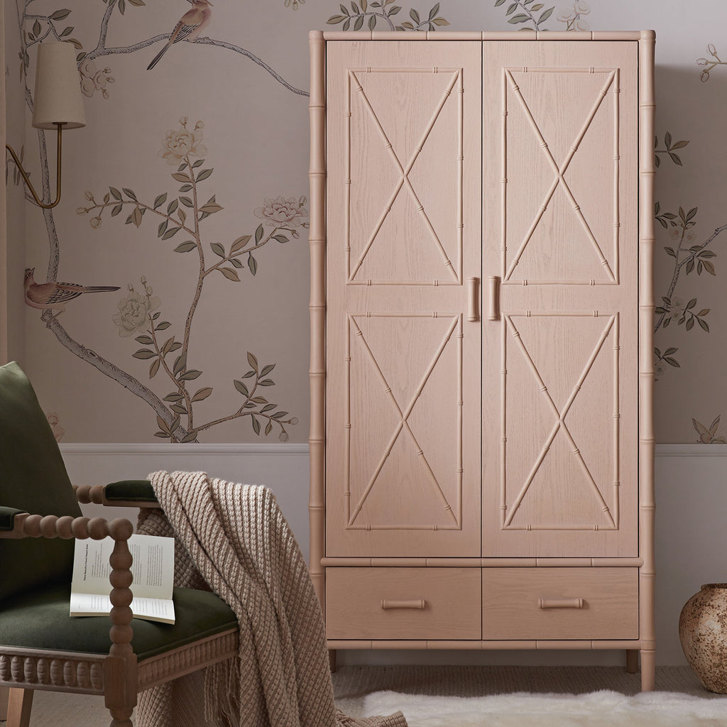 Elstowe Faux Bamboo Double Closet, Nude Pink